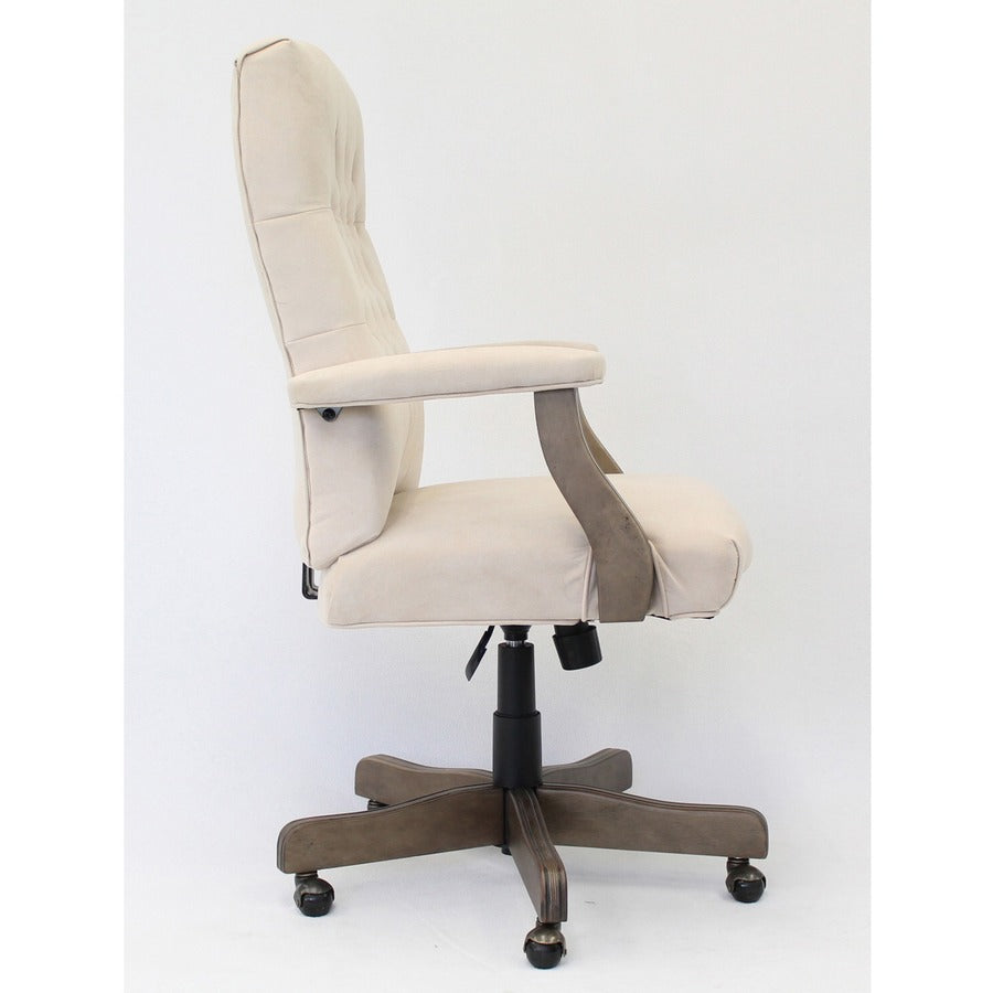 Boss Executive Commercial Linen Chair, Champagne Velvet/Linen Seat & Back, Driftwood Frame, Mid Back, 5-Star Base, Armrest, 1 Each