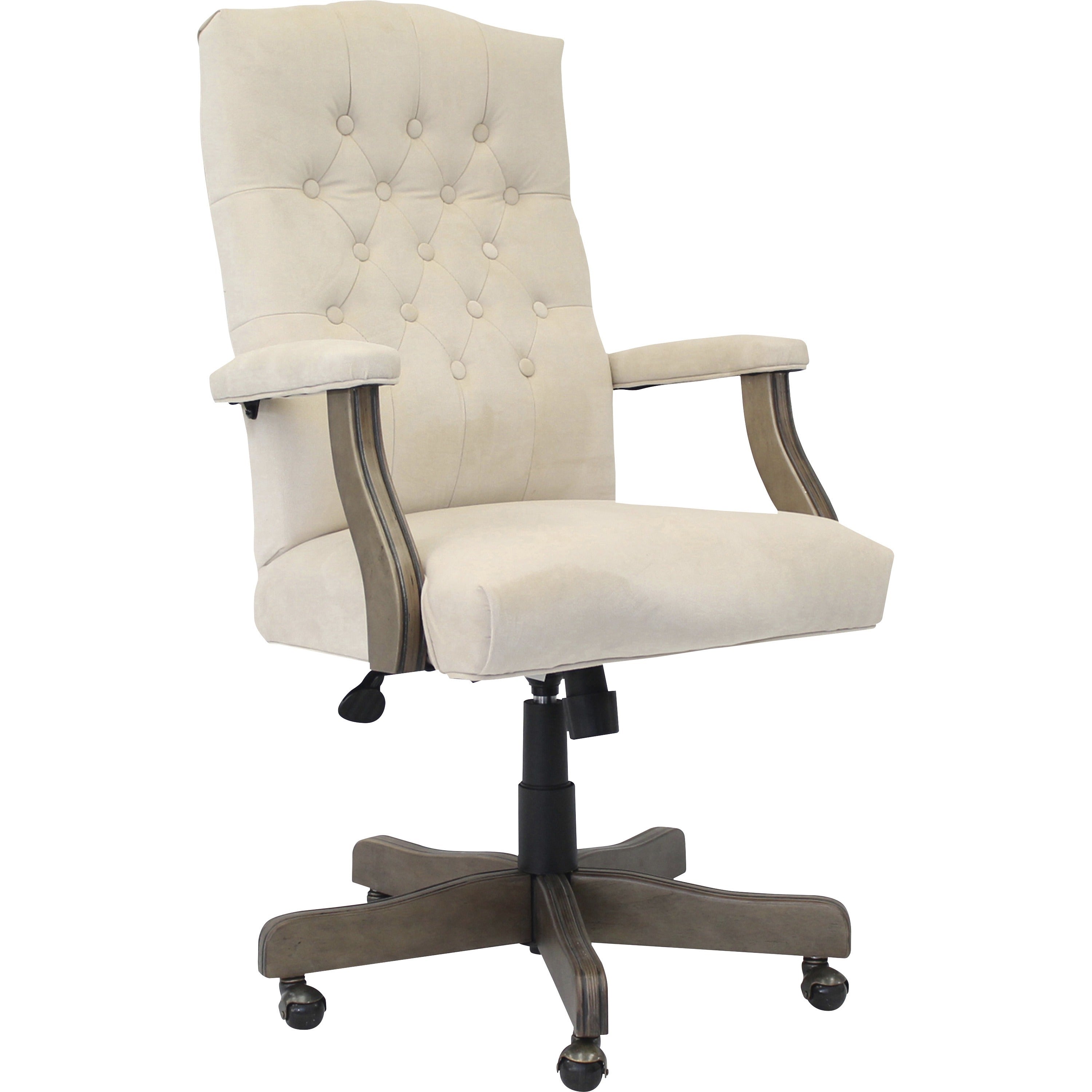Boss Executive Commercial Linen Chair, Champagne Velvet/Linen Seat & Back, Driftwood Frame, Mid Back, 5-Star Base, Armrest, 1 Each