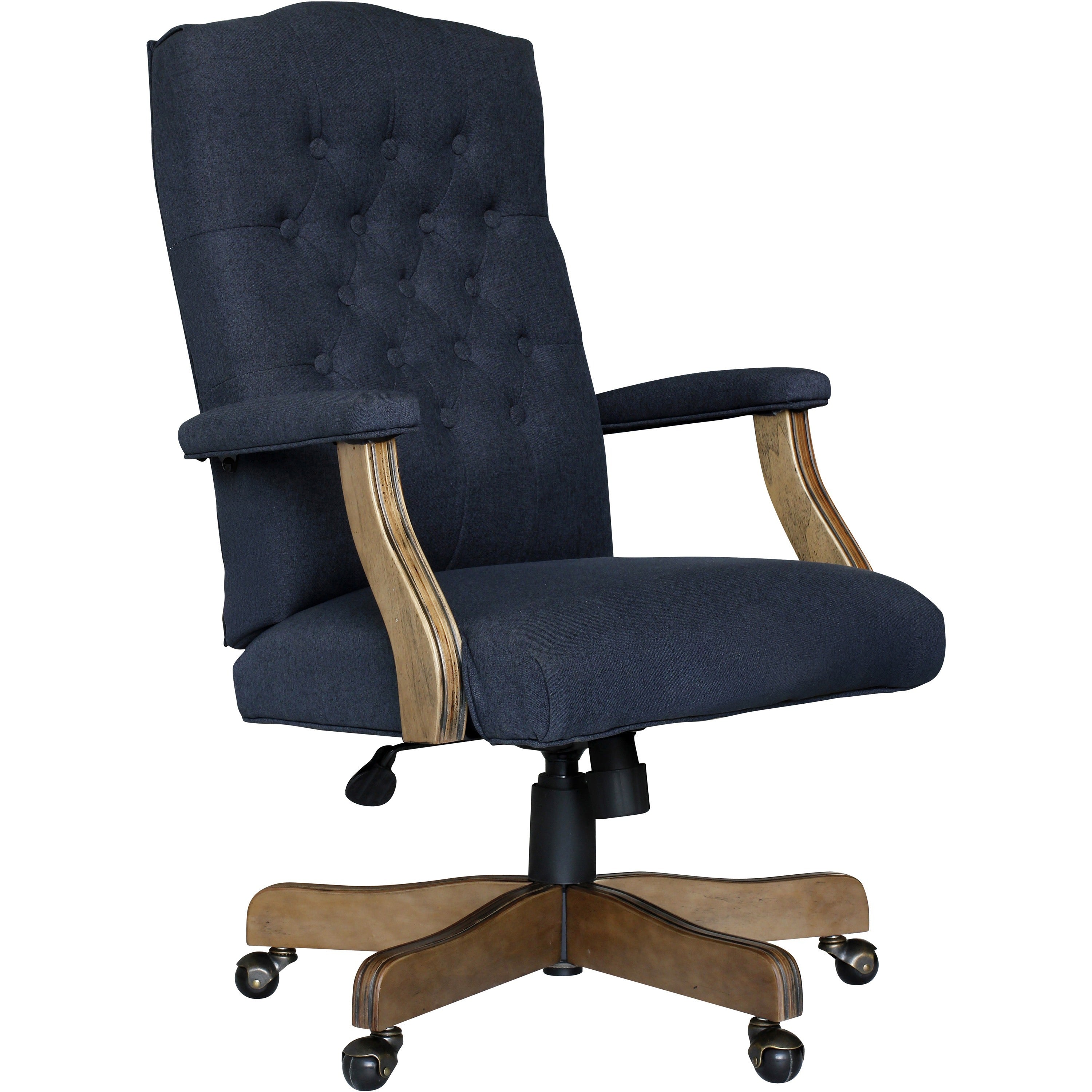Boss Executive Commercial Linen Chair, Navy Linen Seat and Back, Driftwood Frame, Mid Back, 5-Star Base, Armrest, 1 Each