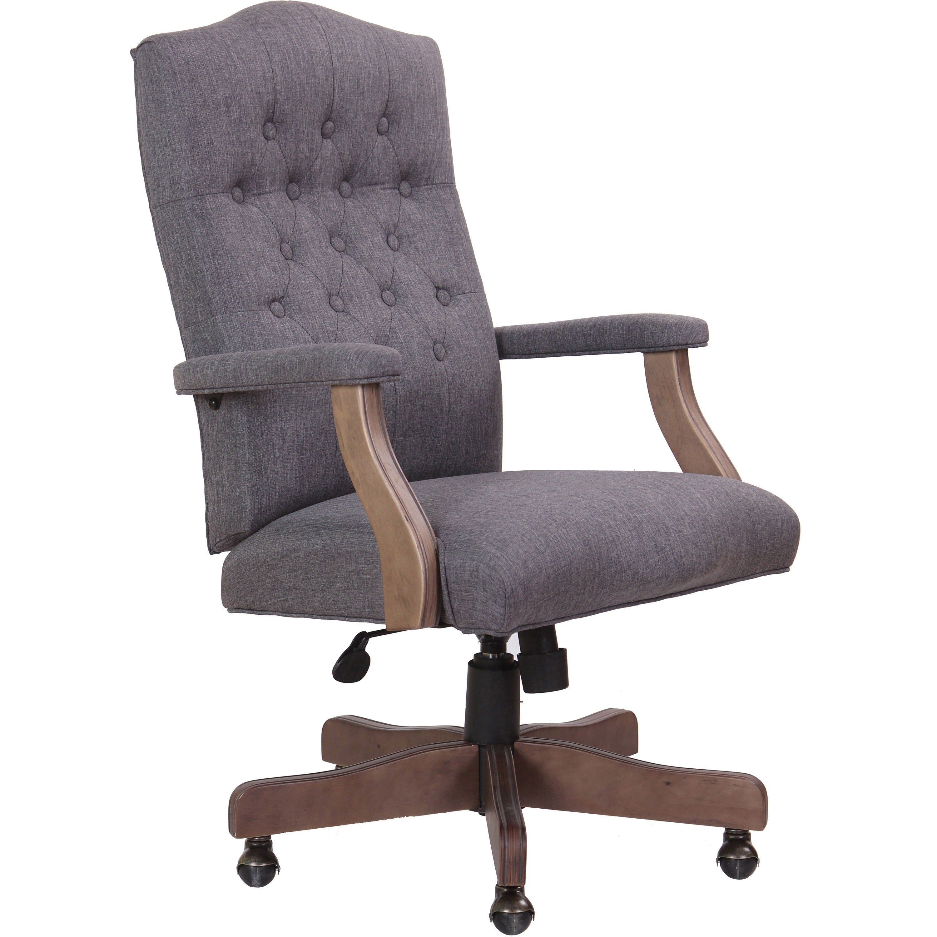 Boss Executive Commercial Linen Chair, Slate Gray, Linen Seat & Back, Driftwood Frame, Mid Back, 5-Star Base, Armrest, 1 Each