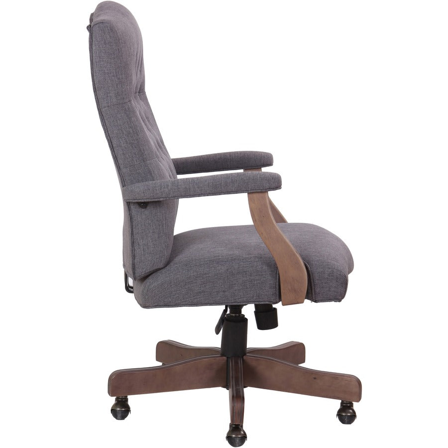 Boss Executive Commercial Linen Chair, Slate Gray, Linen Seat & Back, Driftwood Frame, Mid Back, 5-Star Base, Armrest, 1 Each