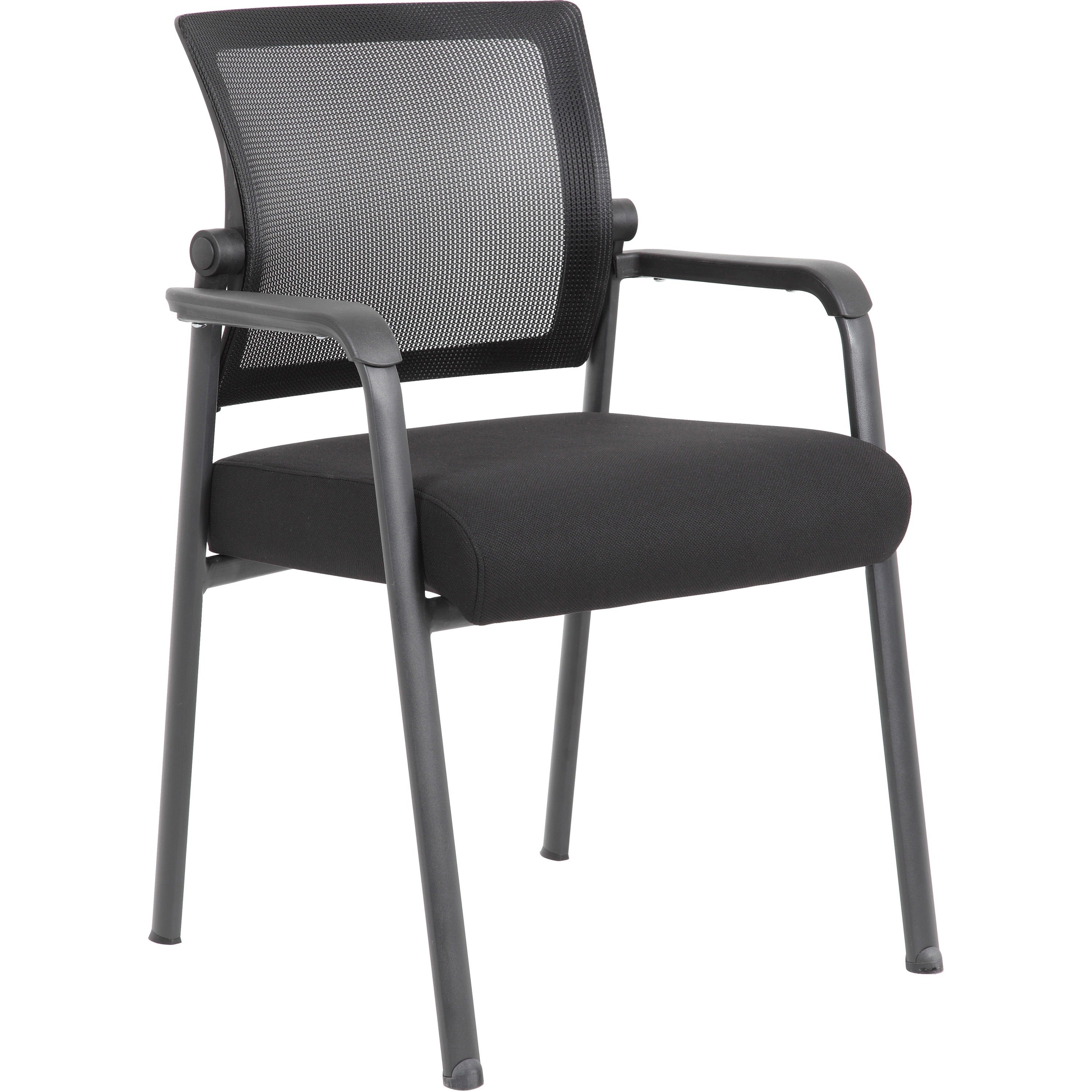 Boss Mesh 4-Legged Guest Chair - Black Seat Color - Black Back Color - Mesh Back Material - Tubular Steel Frame Material - Four-legged Base - 1 Carton