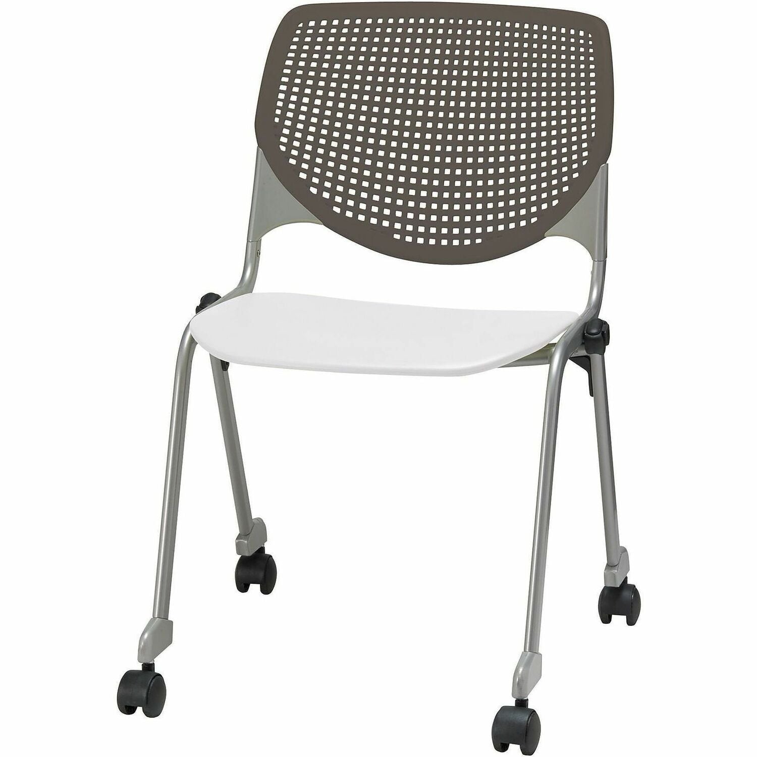 KFI Stacking Chair, Brownstone/White, 1 Each