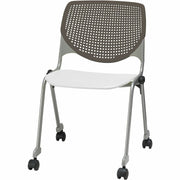 KFI Stacking Chair, Brownstone/White, 1 Each
