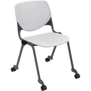 KFI Stacking Chair - Light Gray Seat Color - Polypropylene Seat Material - Light Gray Back Color - Polypropylene Back Material - Powder Coated Black Frame Color - Steel Frame Material - Four-legged Base - 1 Each