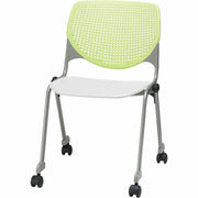 KFI Stacking Chair, Lime Green/White, 1 Each