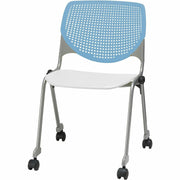 KFI Stacking Chair, Sky Blue/White, 1 Each
