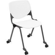 KFI Stacking Chair - White Seat Color - Polypropylene Seat Material - White Back Color - Polypropylene Back Material - Powder Coated Black Frame Color - Steel Frame Material - Four-legged Base - 1 Each