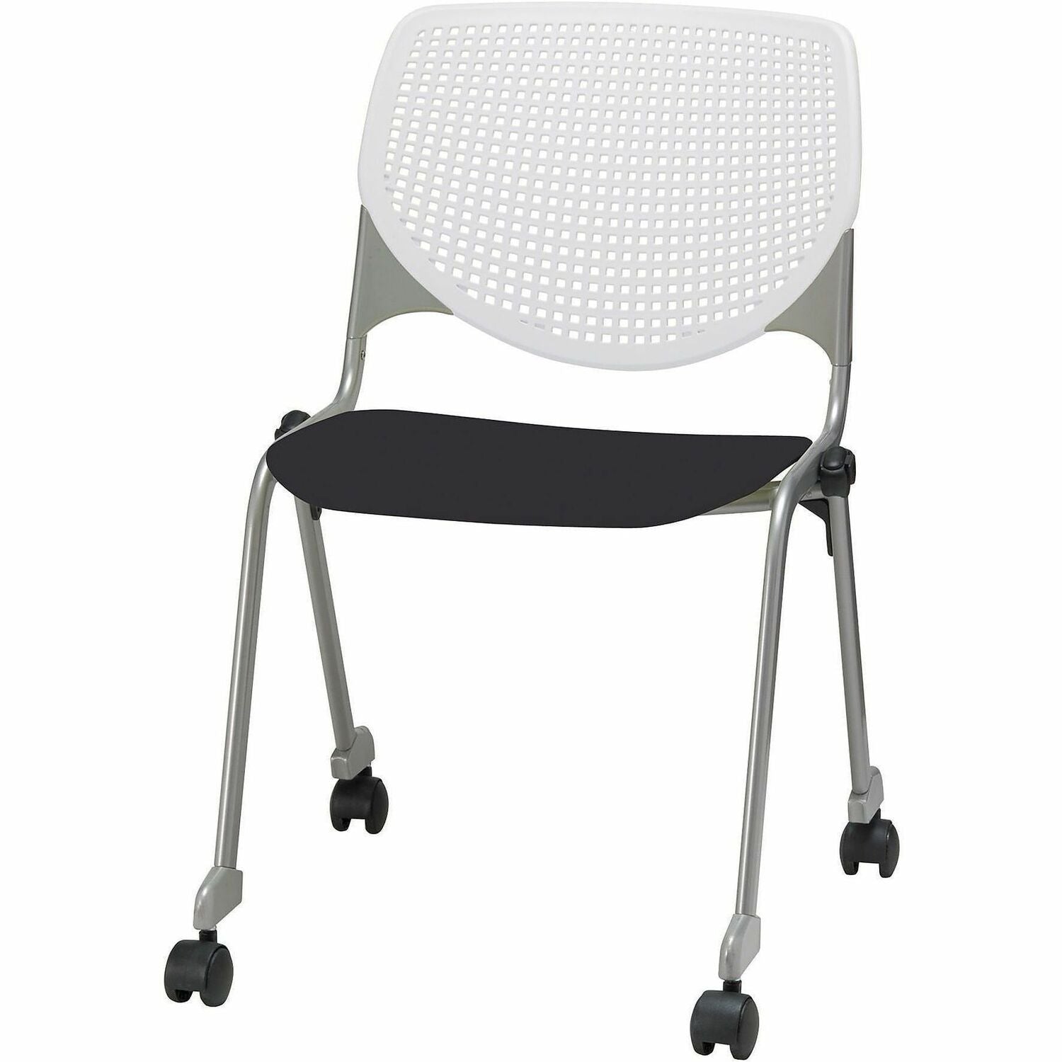 KFI Stacking Chair, Black/White, 1 Each