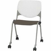 KFI Stacking Chair, Brownstone/White, Contoured Seat, Ergonomic, 400 lb Capacity, 2" Dual-Wheel Casters, Stackable, 1 Each