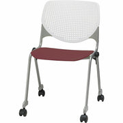 KFI Stacking Chair, Burgundy/White, 1 Each, 400 lb Capacity, Ergonomic, Contoured Seat, Dual-Wheel Casters, Stackable Design