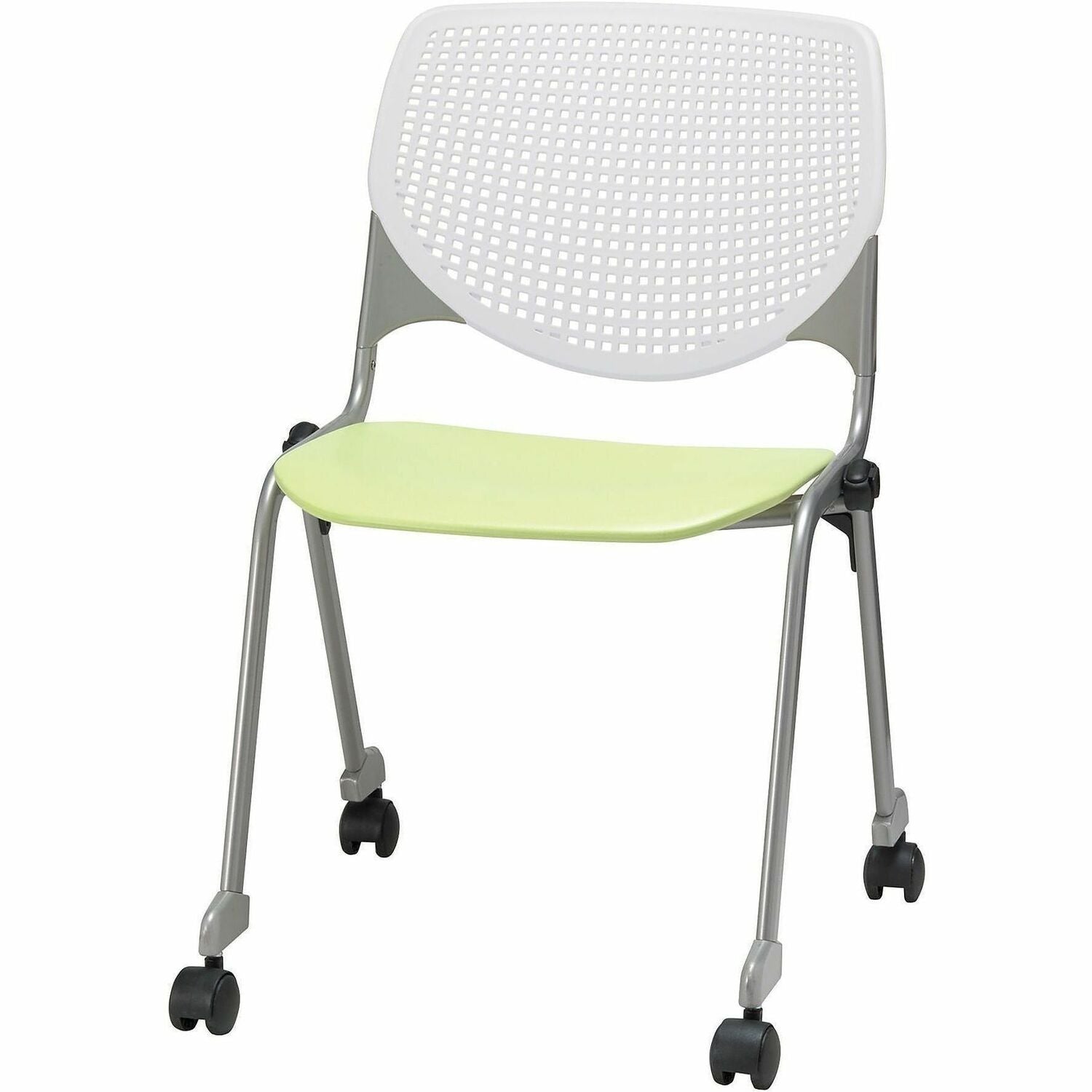 KFI Stacking Chair, Lime Green/White, 1 Each