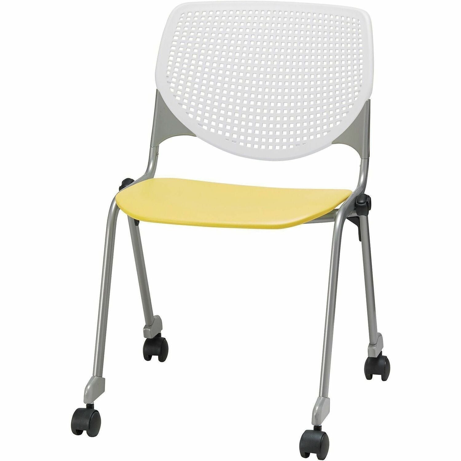 KFI Stacking Chair, Yellow/White, 1 Each