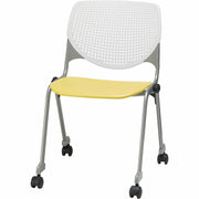 KFI Stacking Chair, Yellow/White, 1 Each
