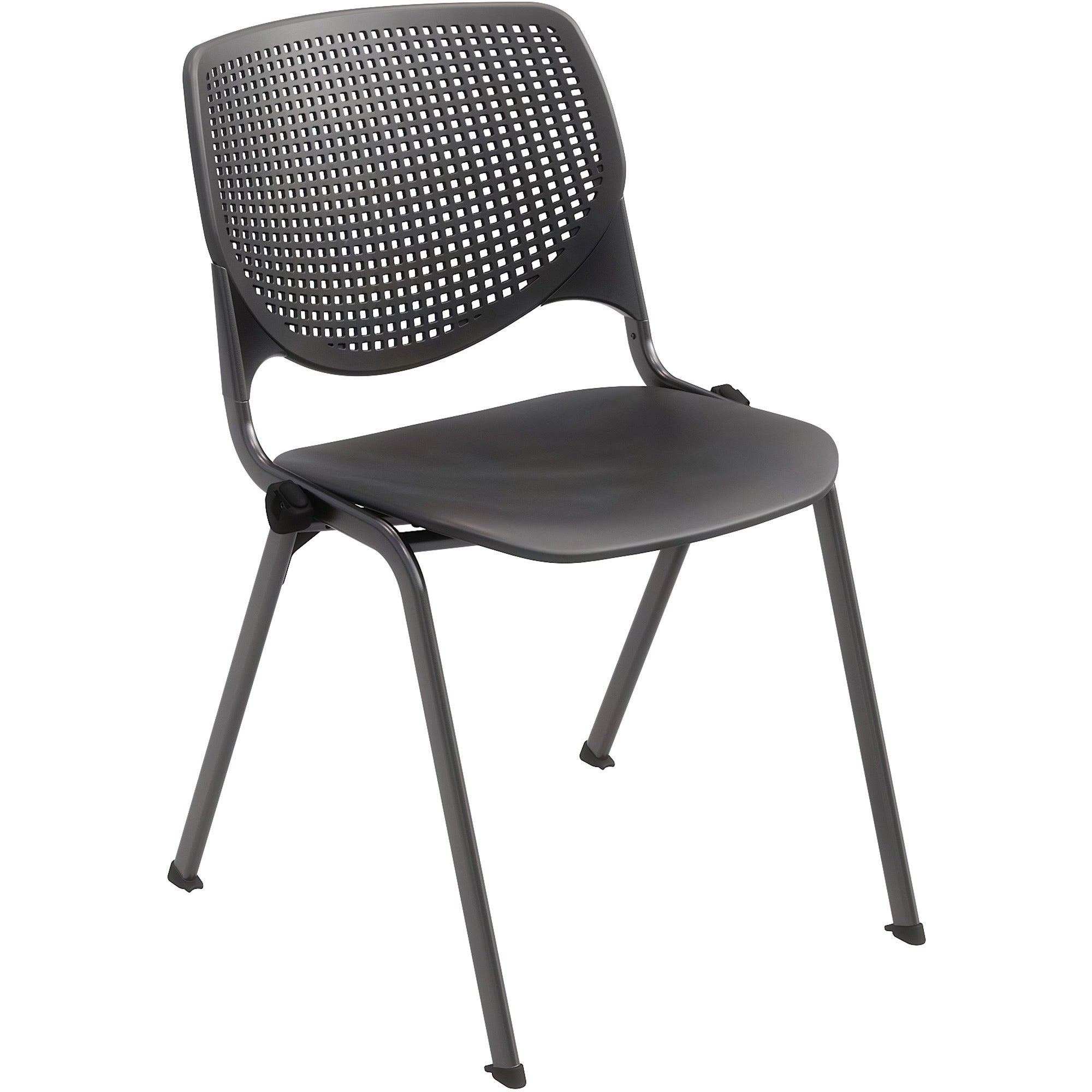 KFI Stacking Chair - Black Seat Color - Polypropylene Seat Material - Black Back Color - Polypropylene Back Material - Steel Frame Material - Four-legged Base - 1 Each