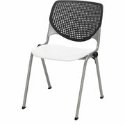 KFI Stacking Chair - Polypropylene Seat Material - Polypropylene Back Material - Steel Frame Material - Four-legged Base - Black, White - 1 Each