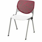 KFI Stacking Chair - Polypropylene Seat Material - Polypropylene Back Material - Steel Frame Material - Four-legged Base - Burgundy, White - 1 Each