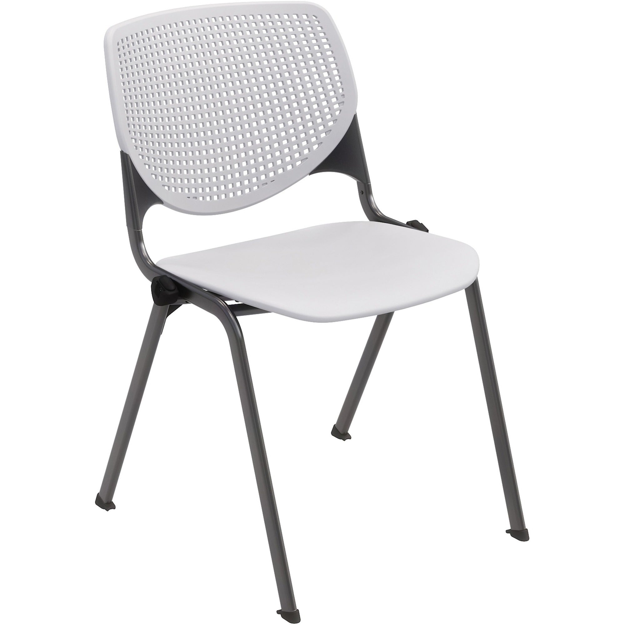 KFI Stacking Chair - Light Gray Seat Color - Polypropylene Seat Material - Light Gray Back Color - Polypropylene Back Material - Steel Frame Material - Four-legged Base - 1 Each