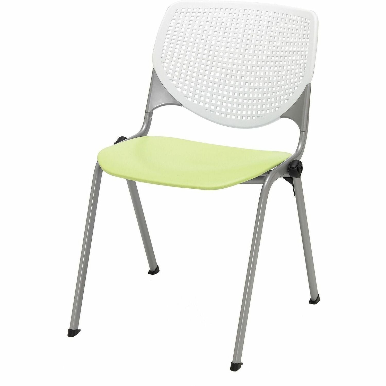 KFI Stacking Chair - Polypropylene Seat Material - Polypropylene Back Material - Steel Frame Material - Four-legged Base - White, Lime Green - 1 Each