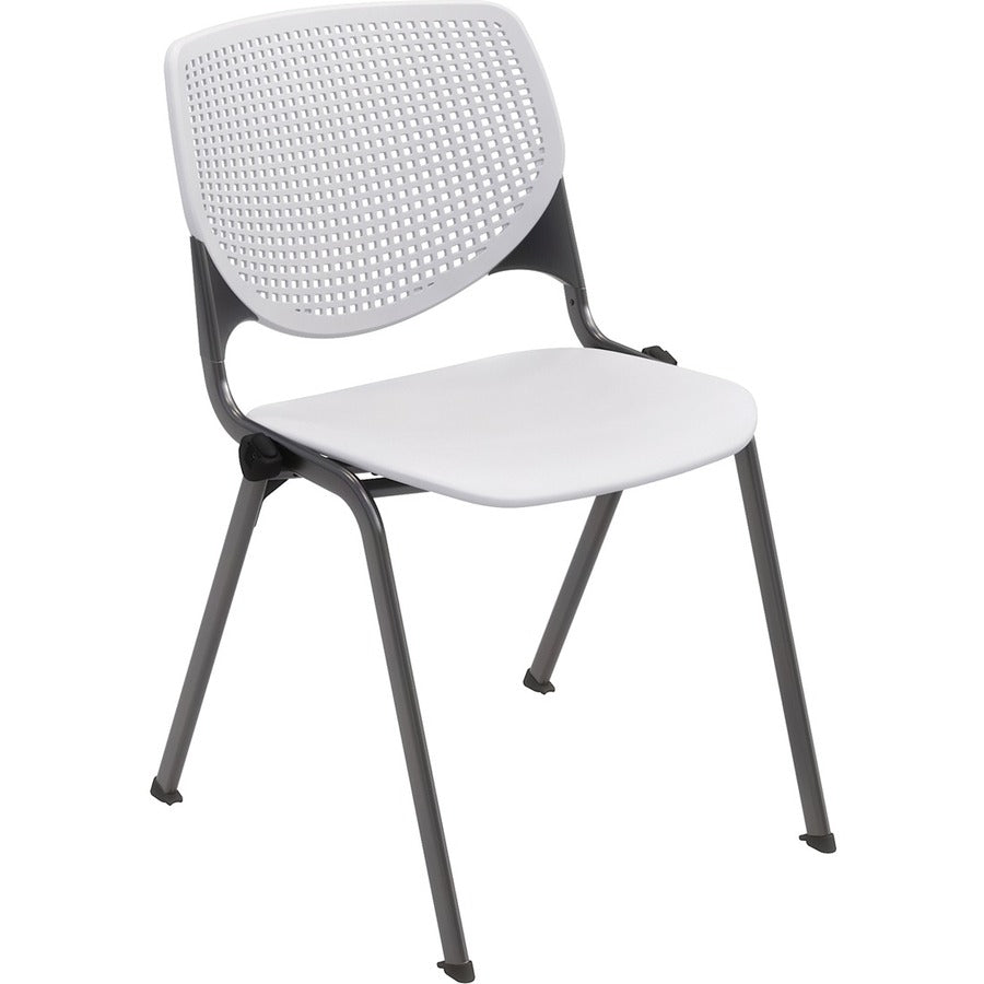 KFI Stacking Chair - Polypropylene Seat Material - Polypropylene Back Material - Steel Frame Material - Four-legged Base - White, Navy - 1 Each
