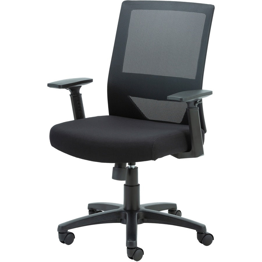 Lorell SOHO Mesh Mid-Back Task Chair - Gray Seat Color - Fabric Seat Material - Gray Back Color - Fabric Back Material - Mid Back - 5-star Base - Black - Armrest - 1 Each