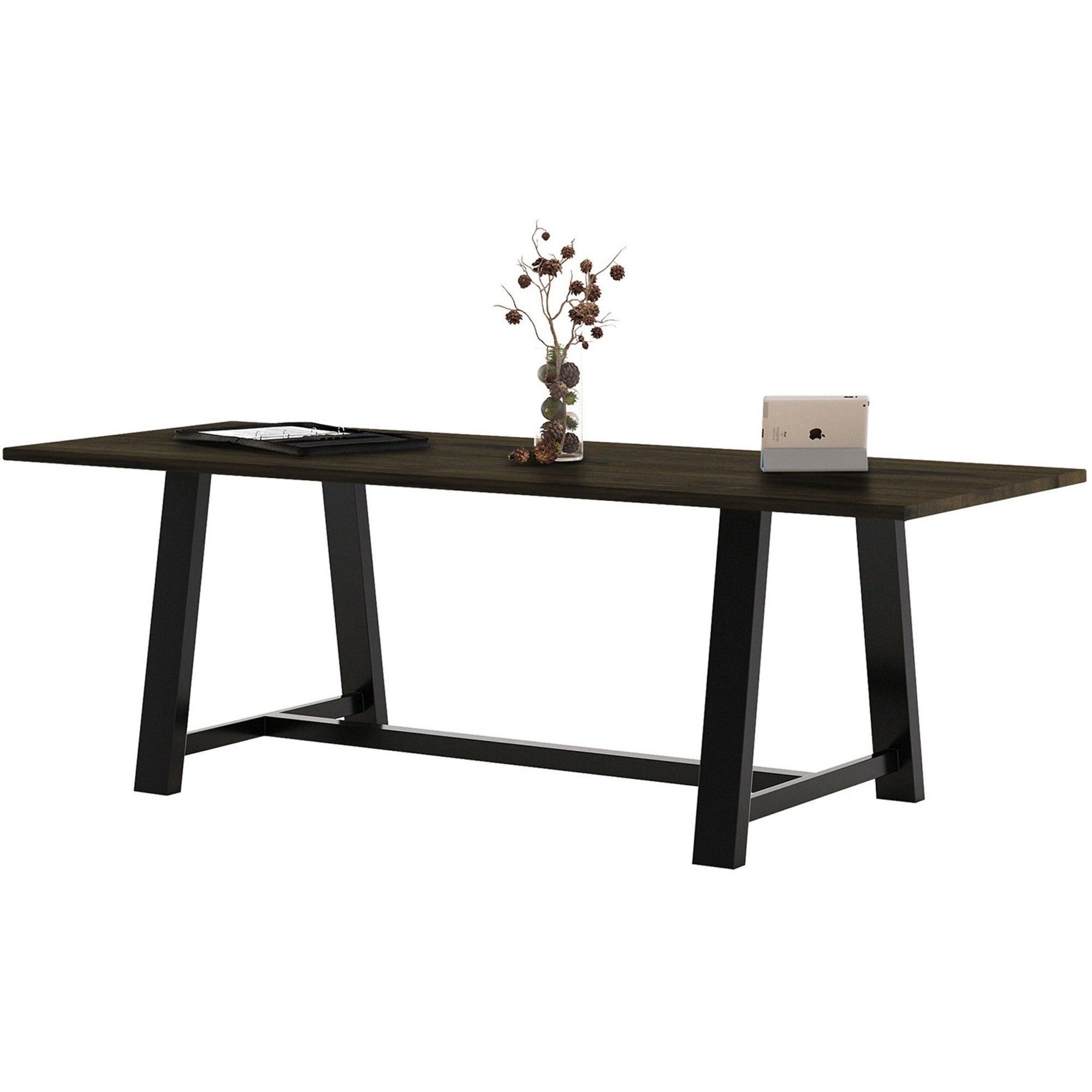 KFI Conference Table - Rectangle Top - Cross Beam Base - 4 Legs - 96" Table Top Length x 36" Table Top Width - Assembly Required - Espresso - High Pressure Laminate (HPL) - 1 Each
