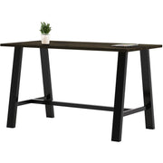 KFI Midtown Base Cafe Table - Rectangle Top - Sawhorse Leg Base - 4 Legs - 72" Table Top Length x 36" Table Top Width - Assembly Required - Espresso - Solid Wood Top Material - 1 Each