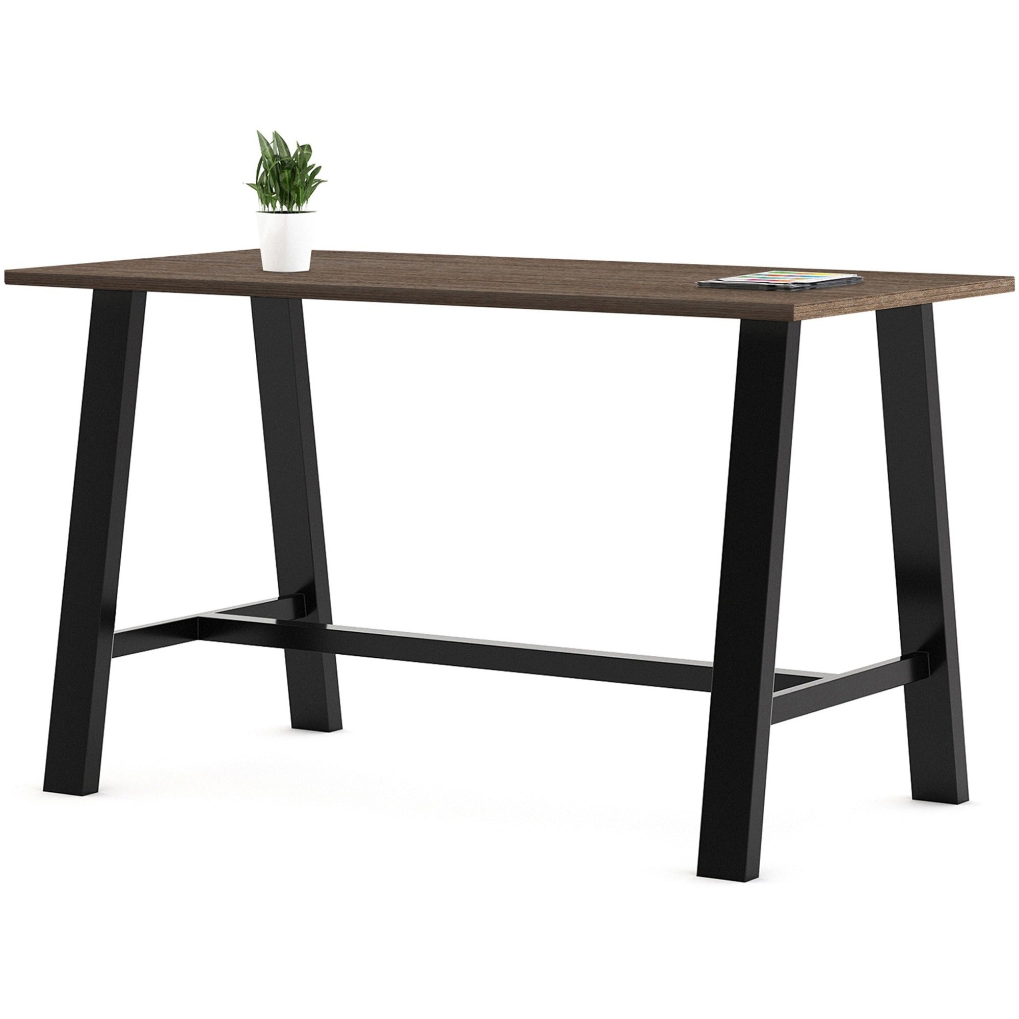 KFI Midtown Base Cafe Table - 36" Table Top Width x 72" Table Top Depth - Assembly Required - Teak - Solid Wood Top Material - 1 Each