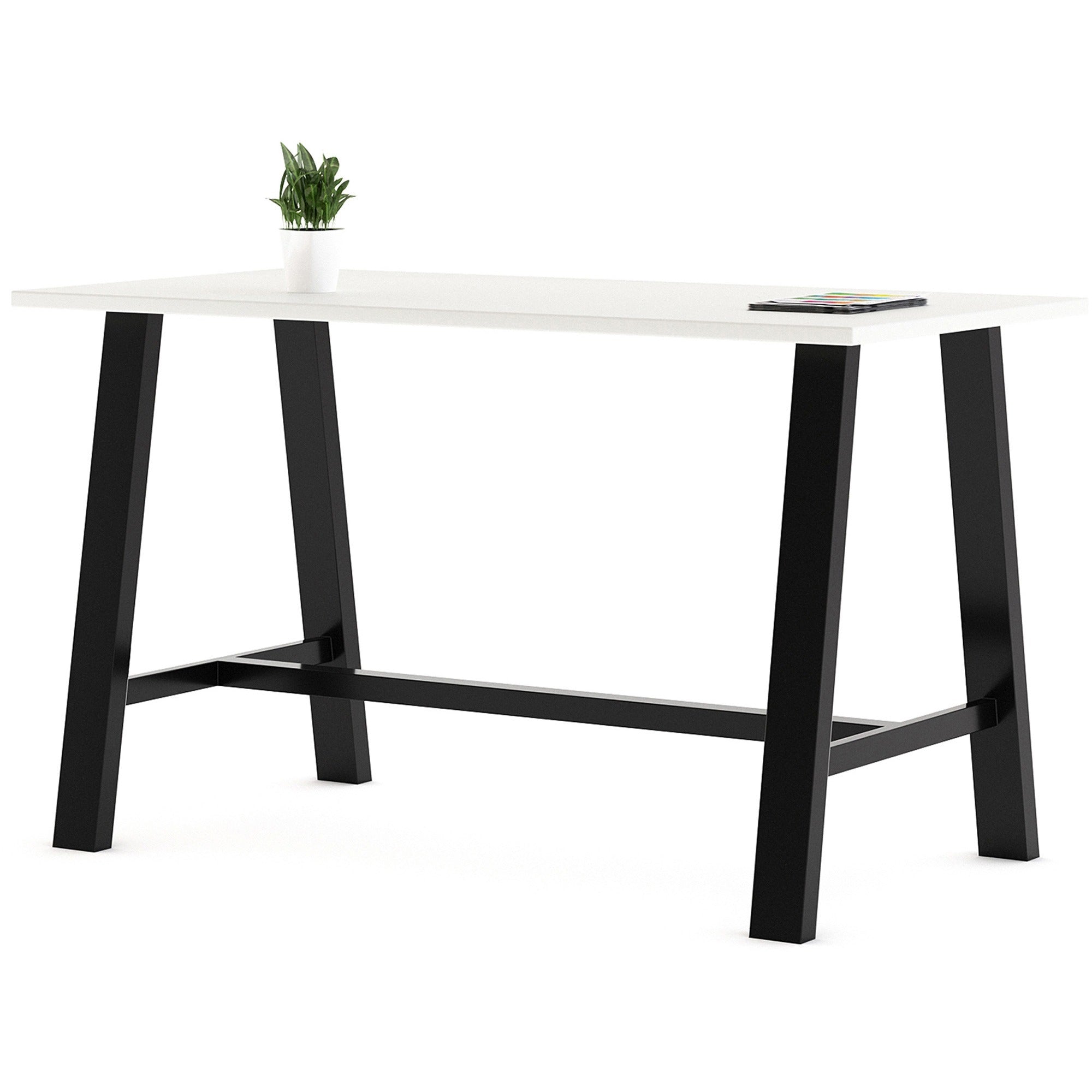 KFI Midtown Base Cafe Table - 36" Table Top Width x 72" Table Top Depth - Assembly Required - White - Solid Wood Top Material - 1 Each