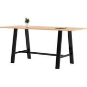 KFI Midtown Base Cafe Table, 36" x 84", Maple Solid Wood Top, Steel Base, 1 Each
