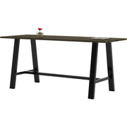 KFI Midtown Base Cafe Table - Rectangle Top - Sawhorse Leg Base - 4 Legs - 96" Table Top Length x 36" Table Top Width - Assembly Required - Brownwood - Solid Wood Top Material - 1 Each