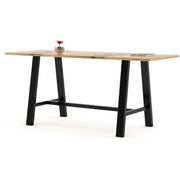 KFI Midtown Base Cafe Table - Rectangle Top - Sawhorse Leg Base - 4 Legs - 96" Table Top Length x 36" Table Top Width - Assembly Required - Barnwood - Solid Wood Top Material - 1 Each