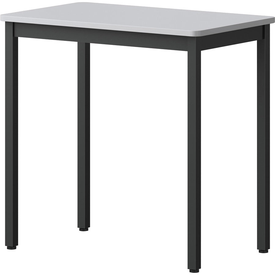 Lorell Utility Table - Gray Rectangle, Laminated Top - Powder Coated Black Base - 500 lb Capacity - 30" Table Top Width x 18.13" Table Top Depth - 30" Height - Assembly Required - Melamine Top Material - 1 Each