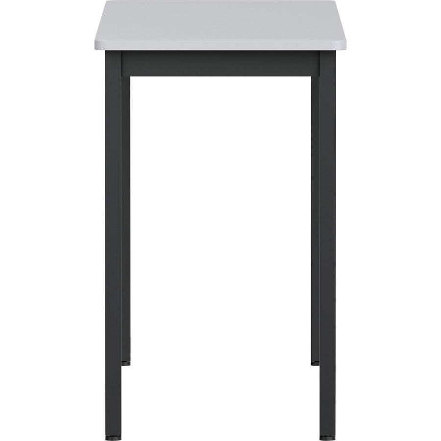 Lorell Utility Table - Gray Rectangle, Laminated Top - Powder Coated Black Base - 500 lb Capacity - 30" Table Top Width x 18.13" Table Top Depth - 30" Height - Assembly Required - Melamine Top Material - 1 Each