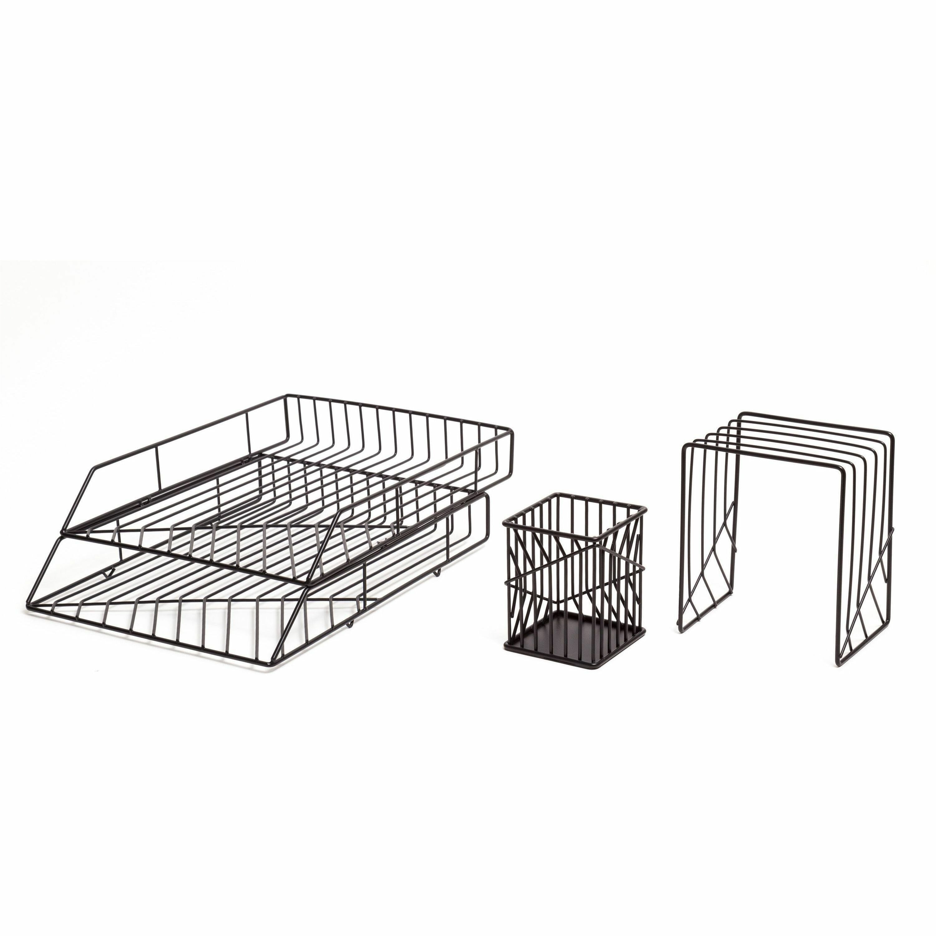 U Brands Vena Desktop Organization Kit - Metal - Black - 1 Each