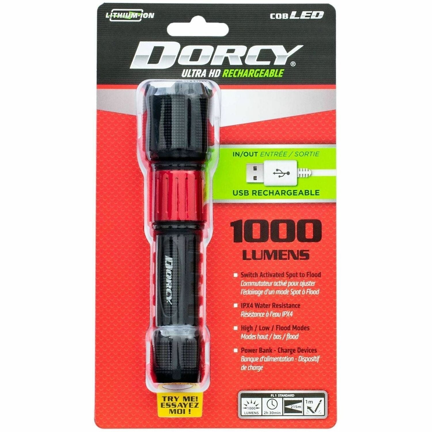 Dorcy Ultra 1000 Lumen USB Rechargeable Flashlight With Powerbank