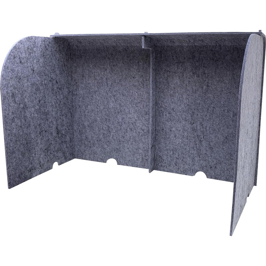 Ghent Acoustic Desktop Surround - 3 Panels - 36" Width x 24" Height x 18" Depth - Polyethylene Terephthalate (PET) Felt - Silver - 1 Each