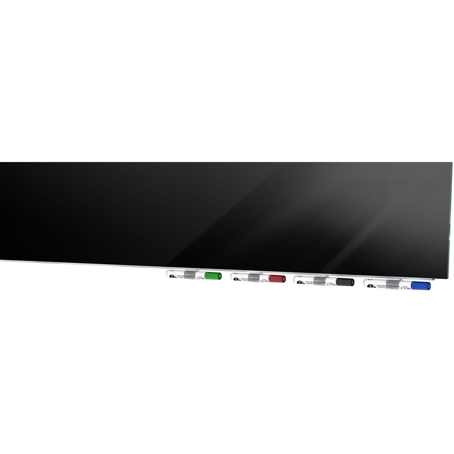 Ghent Magnetic Aria - Horizontal - 96" (8 ft) Width x 48" (4 ft) Height - Black Tempered Glass Surface - Rectangle - Horizontal - Magnetic - Eraser Included - 1 Each