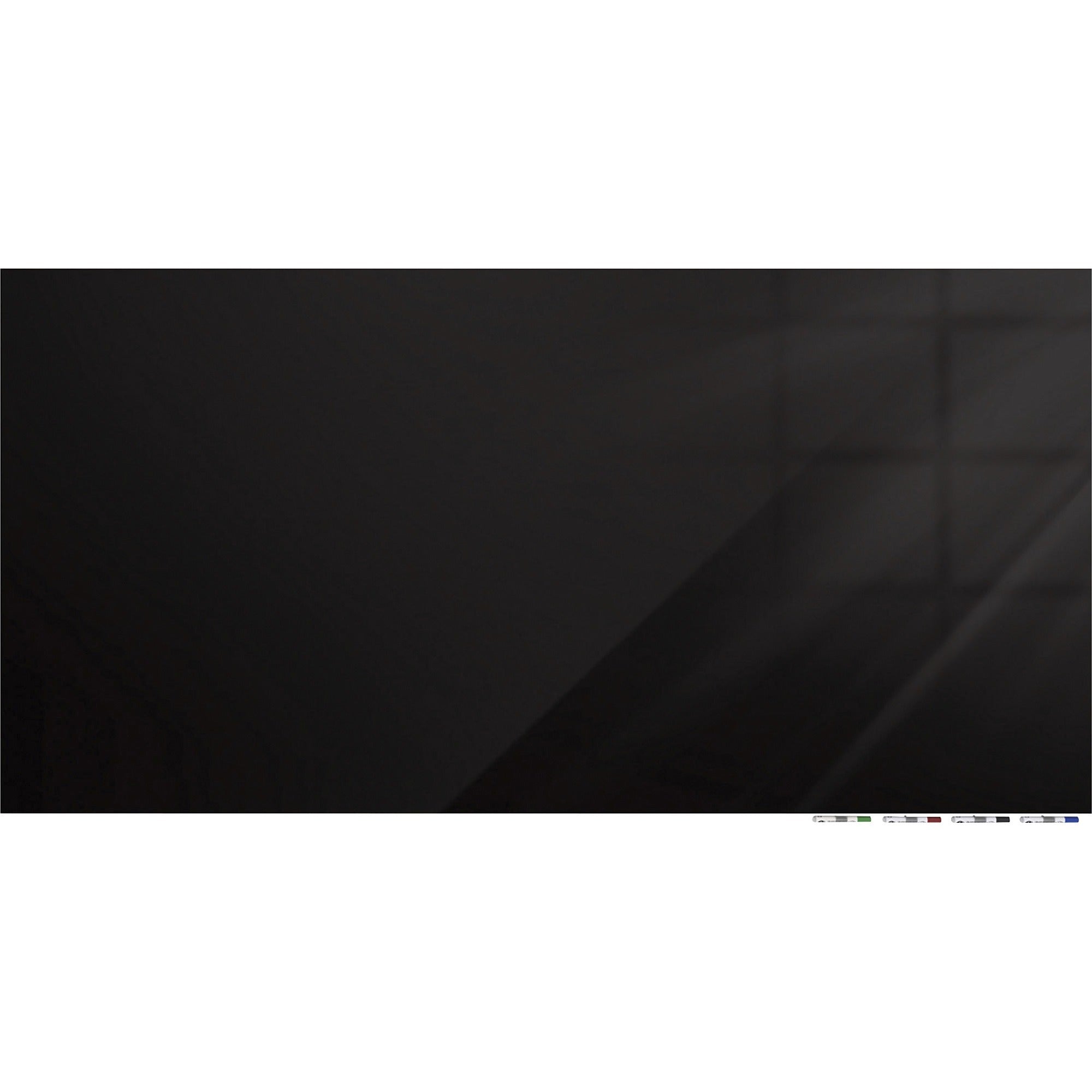 Ghent Magnetic Aria - Horizontal - 96" (8 ft) Width x 48" (4 ft) Height - Black Tempered Glass Surface - Rectangle - Horizontal - Magnetic - Eraser Included - 1 Each
