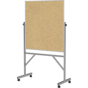 Ghent Bulletin Board - 48" Board Height x 36" Board Width - Natural Cork Surface - Durable, Reversible, Wheel, Caster, Portable, Lockable, Mobility, Accessory Tray, Smooth - Silver Aluminum Frame - 78" Height x 41" Width - 1 Carton