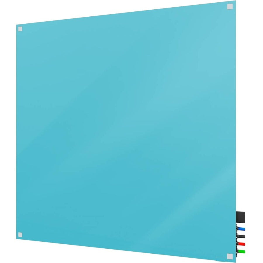 Ghent Harmony Dry Erase Board - 48" (4 ft) Width x 48" (4 ft) Height - Tempered Glass Surface - Blue Back - Square - Magnetic - 1 Each