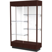Waddell 4' Lighted Floor Case - 48" Width x 18" Depth x 76" Height - Sliding Door(s) - Lockable, Leveler, Durable, Adjustable Shelf, Mirrored Back - Java - Wooden - TAA Compliant