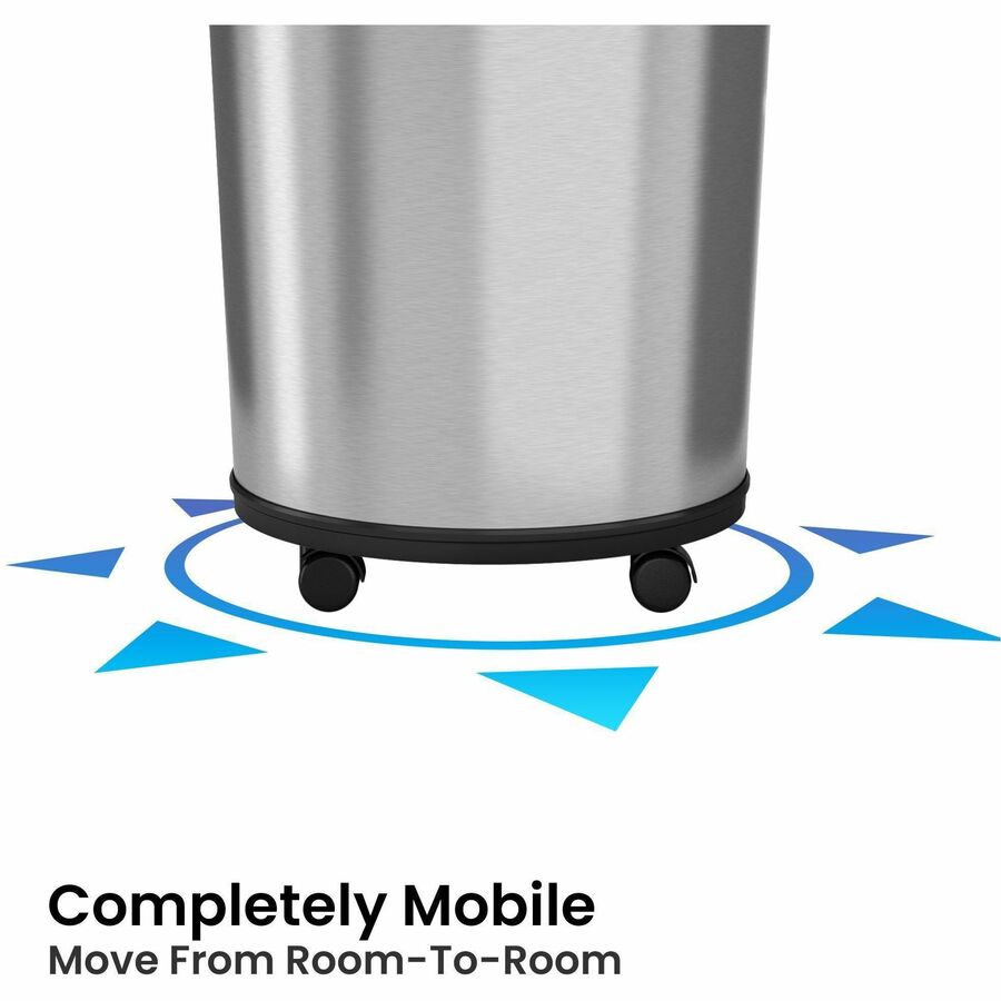HLS Commercial XL Round Stainless Sensor Trash Can, 18 Gallon Capacity, Touchless, Bacteria Resistant, Caster Wheels, Smudge Resistant, Brushed Stainless Steel, 32.6"H x 17.5"W x 19.3"D, 1 Each