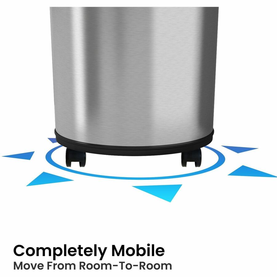 HLS Commercial XL Round Stainless Sensor Trash Can, 23 Gallon Capacity, Touchless, Bacteria Resistant, Caster Wheels, Smudge Resistant, Brushed Stainless Steel, 32.6"H x 17.5"W x 19.3"D, 1 Each