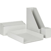 U Brands 4-Piece Desk Organization Set - Desktop - Paper Wrapped - Gray - Chipboard, Paper - 1 Each