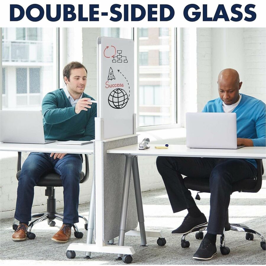 White Tempered Glass Surface - Gray Frame - Assembly Required - 1 Each