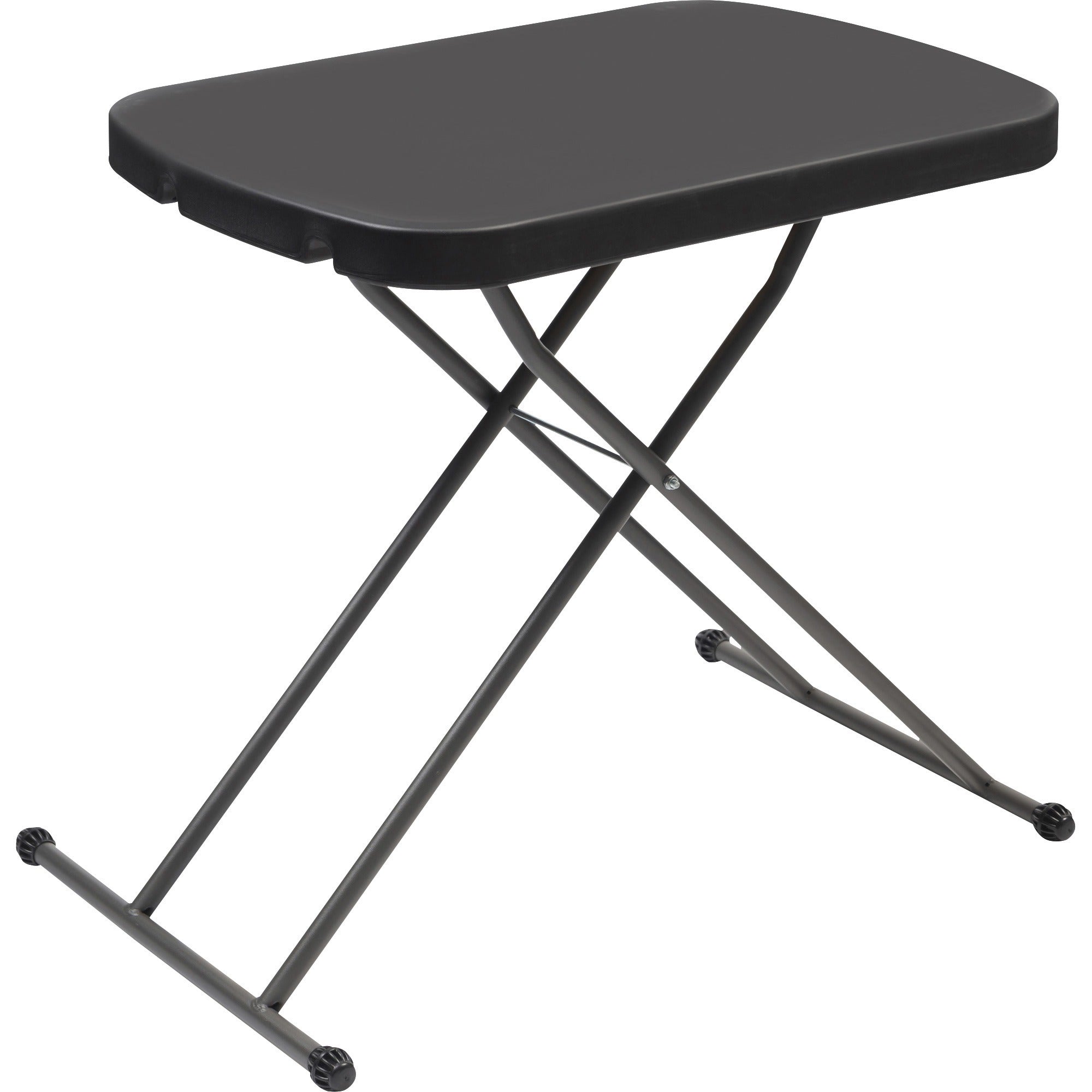Iceberg IndestrucTable Small Space Personal Table, Black Top, Height Adjustable 20.80"–26.60", 26.60" W x 17.80" D, 25 lb Capacity, High-density Polyethylene/Resin, 1 Each