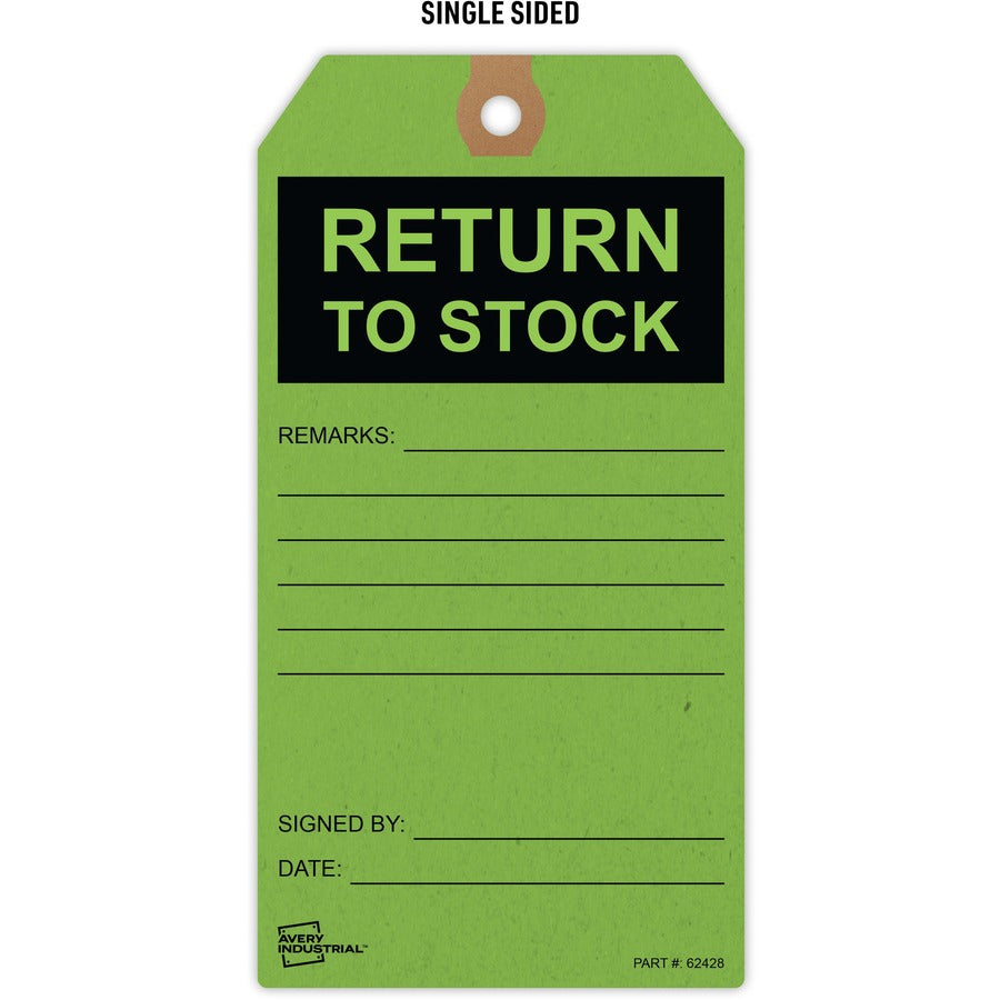 Avery&reg; RETURN TO STOCK Preprinted Inventory Tags - 5.75" Length x 3" Width - Rectangular - Card Stock - Green - 25/Pack - 12 / Carton