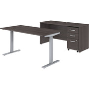 Bush Business Furniture Studio C Storm Laminate Desking - x 60" Width x 24" Depth Credenza, 46.7" Height x 60" Width x 30" Depth Desk - Total Drawer(s): 3 - Finish: Storm Gray, Thermofused Laminate (TFL) - 1 Each