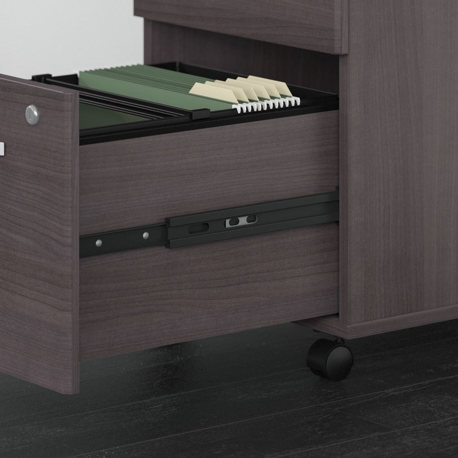 Bush Business Furniture Studio C Storm Laminate Desking - x 60" Width x 24" Depth Credenza, 46.7" Height x 60" Width x 30" Depth Desk - Total Drawer(s): 3 - Finish: Storm Gray, Thermofused Laminate (TFL) - 1 Each